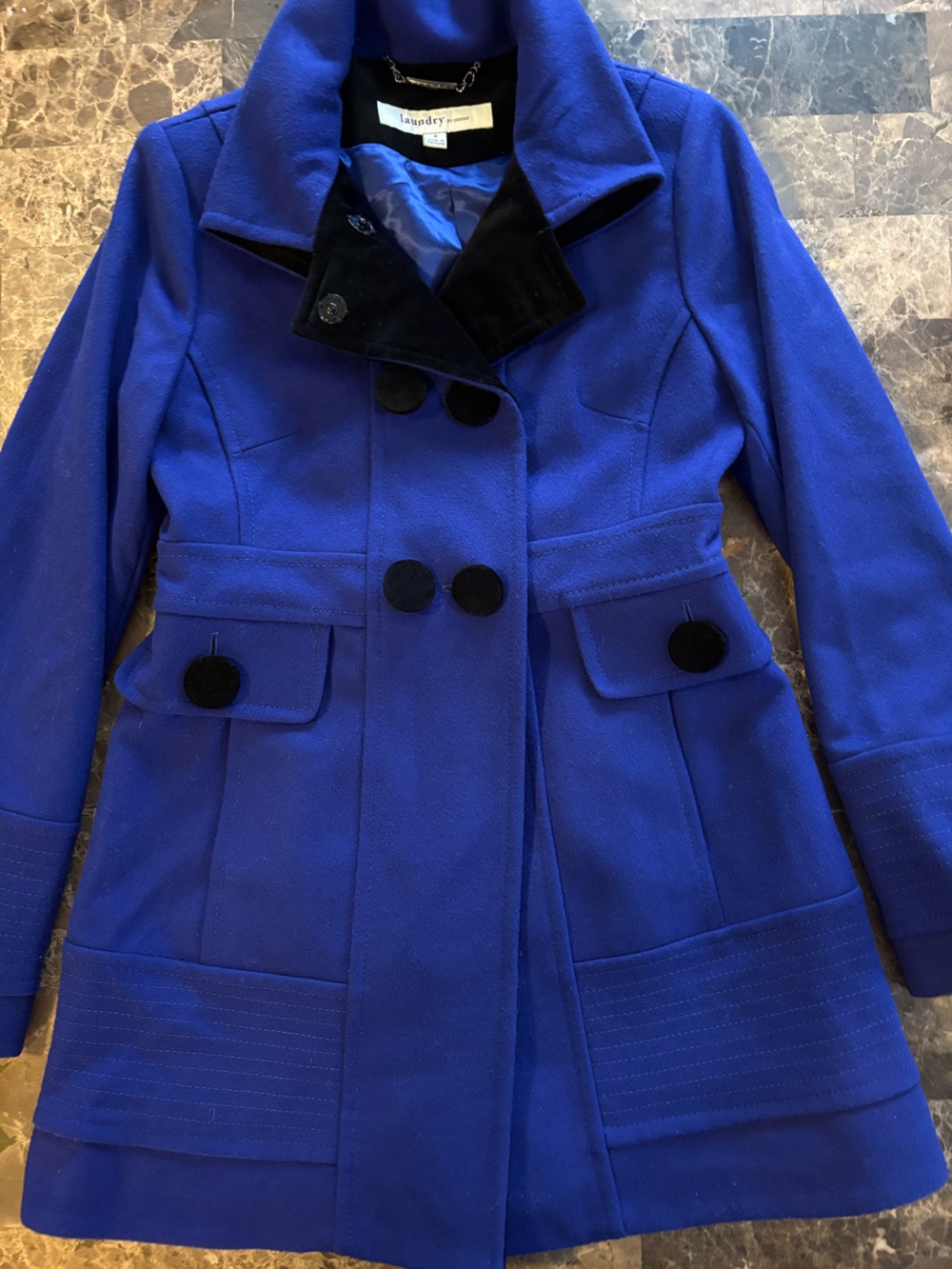 Laundry by Design Cobalt Blue Double-Breasted Pea Coat